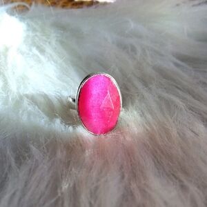 Simulated Faceted Ruby Silver Plated Gemstone Ring